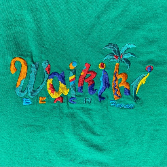 Vintage emerald green Waikiki Beach Hawaii tank top size XL - Picture 2 of 9